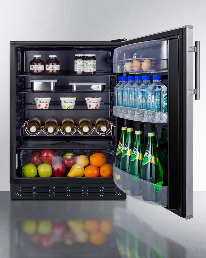 SUMMIT  24" Wide All-Refrigerator, ADA Compliant - Black (FF6BK2SSADA)