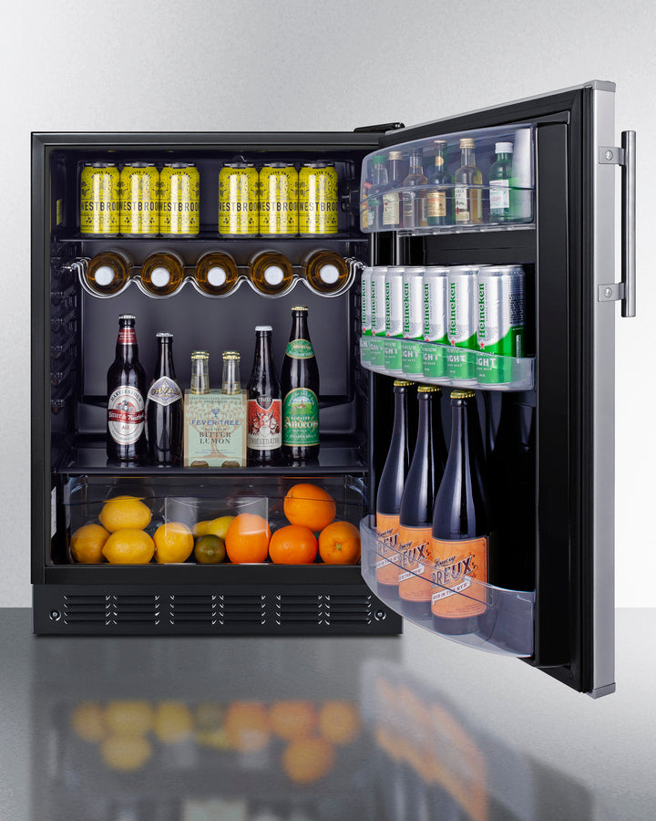 SUMMIT  24" Wide All-Refrigerator, ADA Compliant - Black (FF6BK2SSADA)