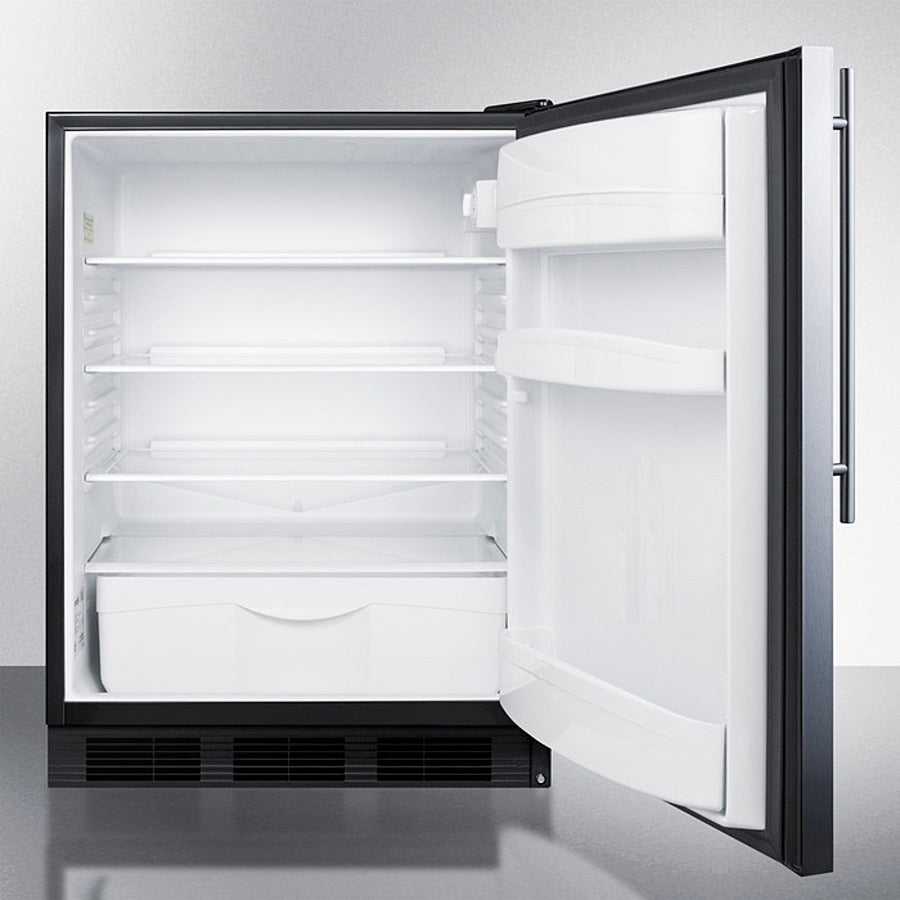 SUMMIT  24" Wide Built-In All-Refrigerator, ADA Compliant - Black (FF6BKBI7SSHVADA)
