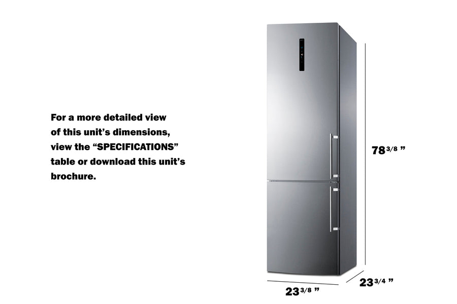 SUMMIT  24" Wide Bottom Freezer Refrigerator With Icemaker - Stainless Steel (FFBF181ES2IMLHD)