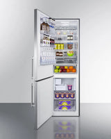 Summit 24" Wide Bottom Freezer Refrigerator With Icemaker - Stainless Steel (FFBF181ES2IMLHD)