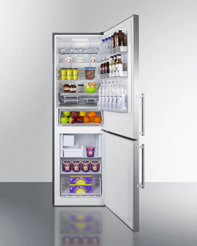 Summit 24" Wide Bottom Freezer Refrigerator with Icemaker - Stainless Steel (FFBF249SS2IM)