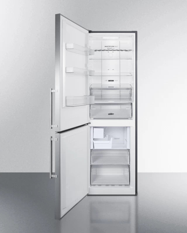 Summit 24" Wide Bottom Freezer Refrigerator with Icemaker - Stainless Steel (FFBF249SS2IMLHD)