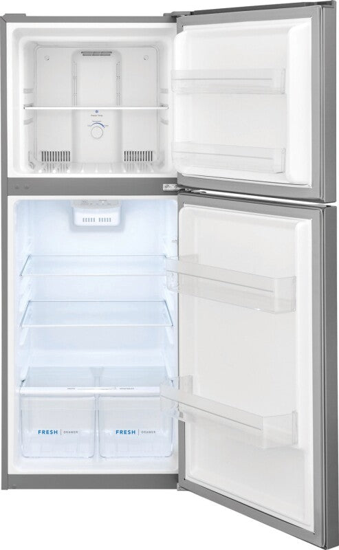 FRIGIDAIRE 23.8-Inch 10 Cu. Ft. Garage Ready Top Freezer Apartment-Size Refrigerator - Fingerprint-Resistant Stainless Steel Look (FFET1022UV)