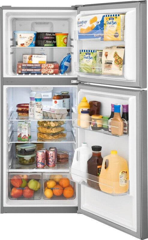 FRIGIDAIRE 23.8-Inch 10.1 Cu. Ft. Top Freezer Apartment-Size Refrigerator - Fingerprint-Resistant Stainless Steel Look (FFET1022UV)