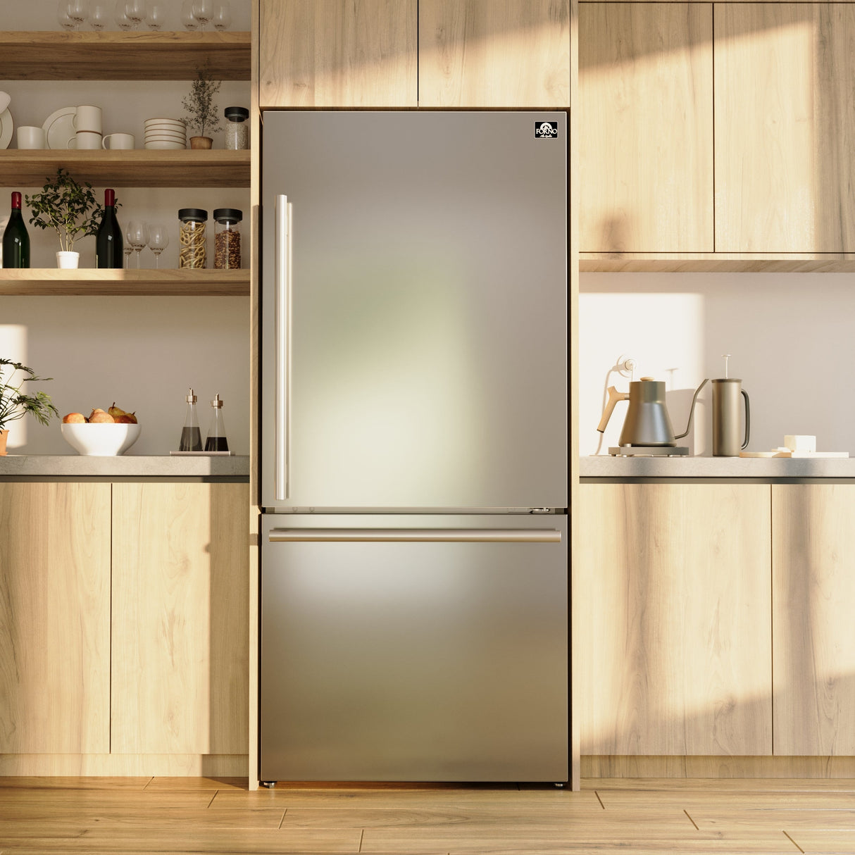 FORNO  Milano Espresso 31-Inch Bottom Freezer Refrigerator, , 17.2 cu.ft Capacity, Right Swing Door, Energy Efficient - Stainless (FFFFD178531S)