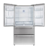 FORNO  Moena 36-Inch French Door Refrigerator, 19.2 cu.ft, Counter Depth, Ice Maker, Stainless Steel Interior Panel, ENERGY STAR Certified - Stainless Steel (FFRBI182036SB)