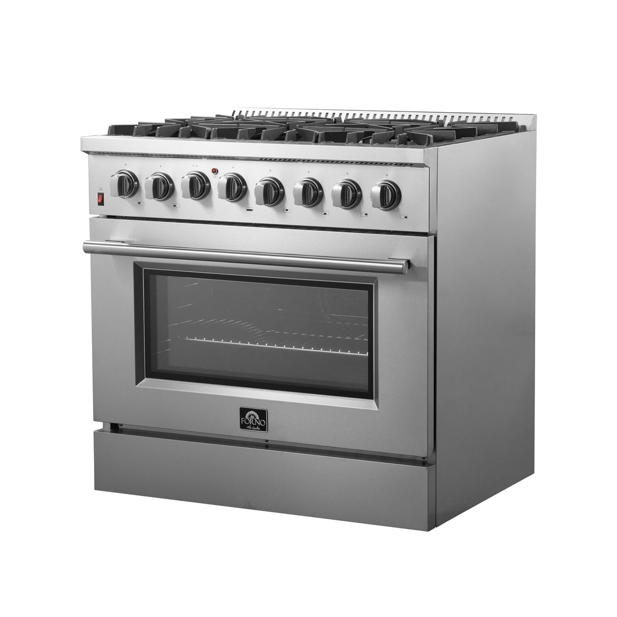 FORNO  Galiano 36-Inch Freestanding Dual Fuel Range, 6 Burners, Double Convection Ovens - Stainless (FFSGS615636)