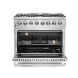 FORNO  Galiano 36-Inch Freestanding Dual Fuel Range, 6 Burners, Double Convection Ovens - Stainless (FFSGS615636)