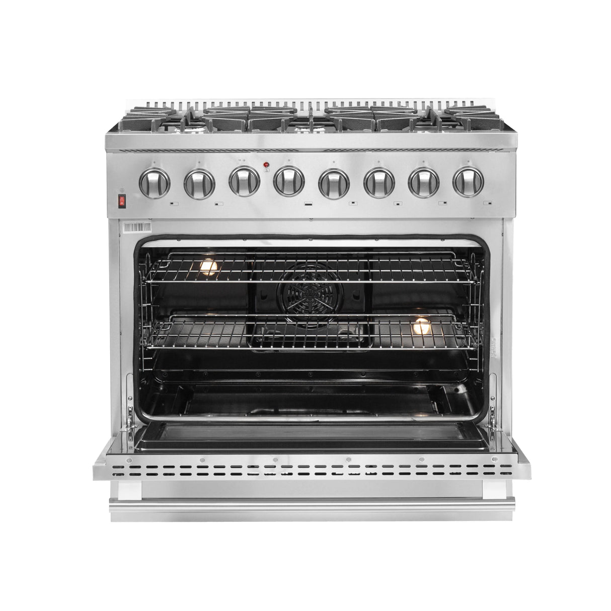FORNO  Galiano 36-Inch Freestanding Dual Fuel Range, 6 Burners, Double Convection Ovens - Stainless Steel (FFSGS615636)
