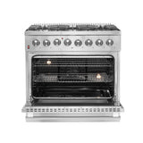 FORNO  Galiano 36-Inch Freestanding Dual Fuel Range, 6 Burners, Double Convection Ovens - Stainless Steel (FFSGS615636)