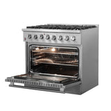 FORNO  Galiano 36-Inch Freestanding Dual Fuel Range, 6 Burners, Double Convection Ovens - Stainless Steel (FFSGS615636)