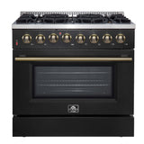 Forno Galiano 36-Inch Dual Fuel Range , 6 Burners, 5.36 cu.ft. True Convection Oven - Black (FFSGS615636)