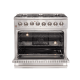 Forno Galiano 36-Inch Dual Fuel Range , 6 Burners, 5.36 cu.ft. True Convection Oven - Black (FFSGS615636)