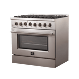Forno Galiano 36-Inch Dual Fuel Range , 6 Burners, 5.36 cu.ft. True Convection Oven - Black (FFSGS615636)