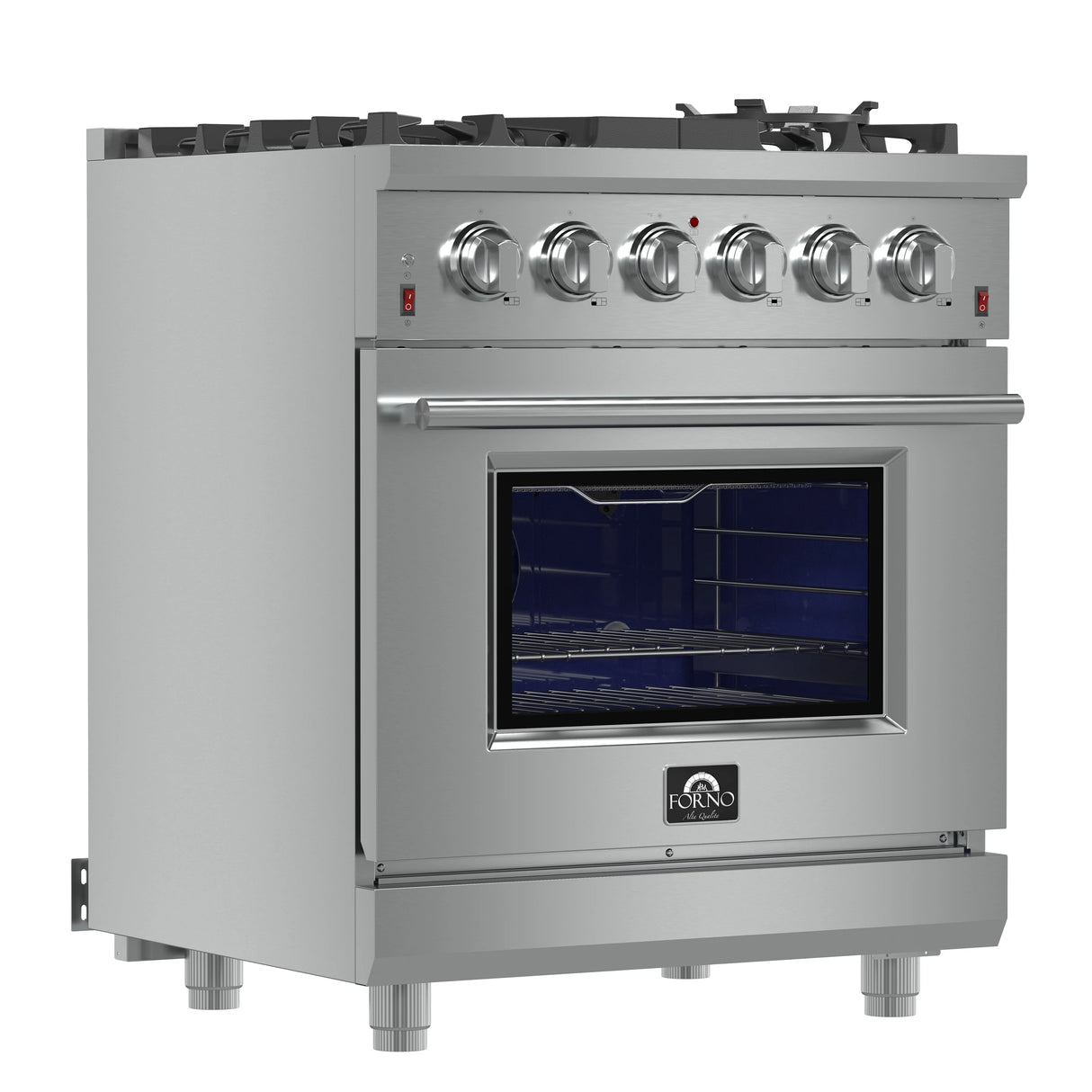 FORNO  Massimo 30-Inch Freestanding Gas Range, 5 Burners, True Convection Oven - Stainless Steel (FFSGS623930)