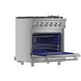 FORNO  Massimo 30-Inch Freestanding Gas Range, 5 Burners, True Convection Oven - Stainless Steel (FFSGS623930)