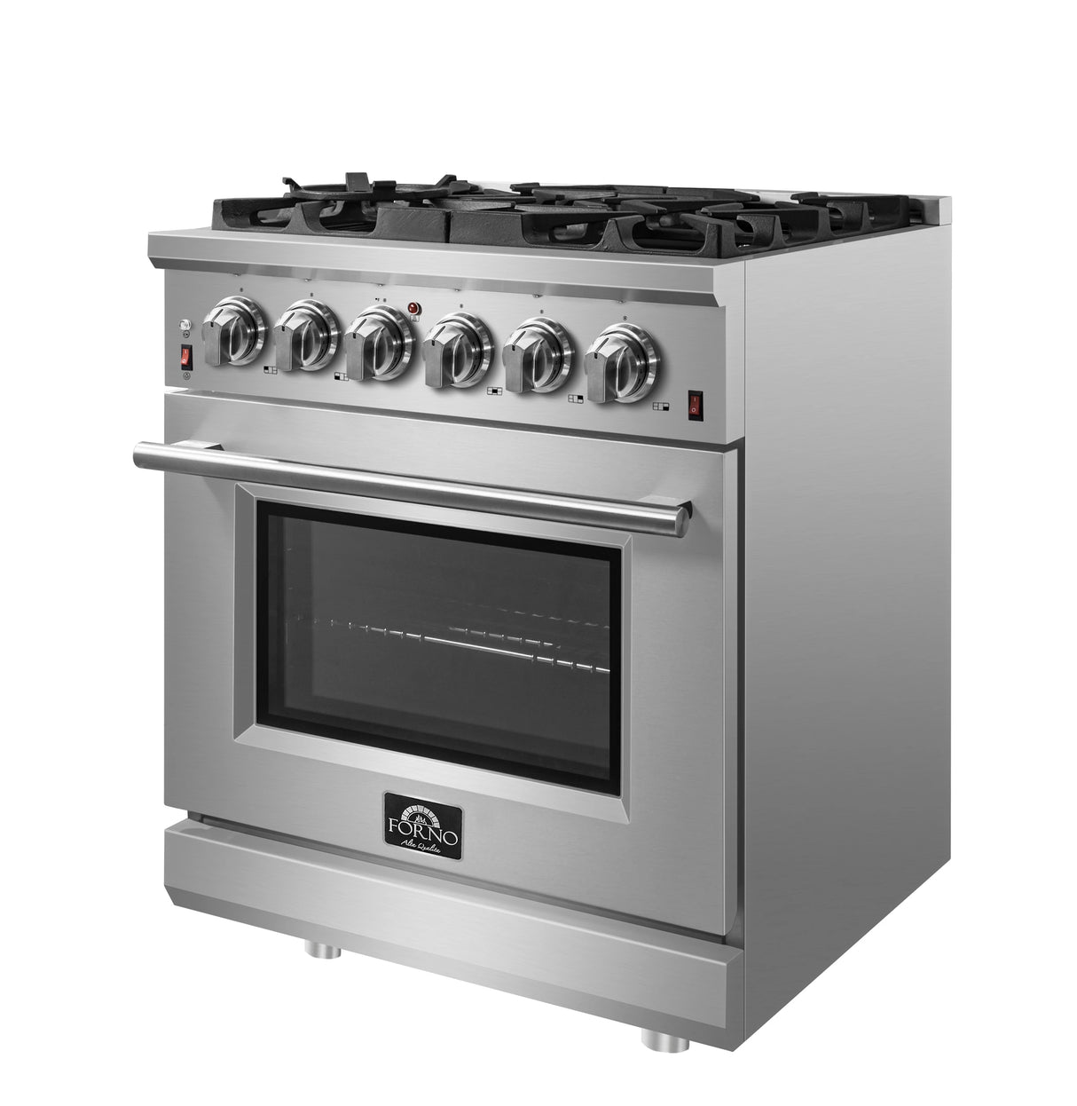 FORNO  Massimo 30-Inch Freestanding Gas Range, 5 Burners, True Convection Oven - Stainless Steel (FFSGS623930)