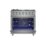 FORNO  Massimo 36-Inch Freestanding Gas Range, 6 Sealed Burners, Convection Oven, Energy Efficient - Stainless (FFSGS623936)