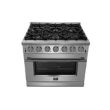 FORNO  Massimo 36-Inch Freestanding Gas Range, 6 Sealed Burners, Convection Oven, Energy Efficient - Stainless (FFSGS623936)