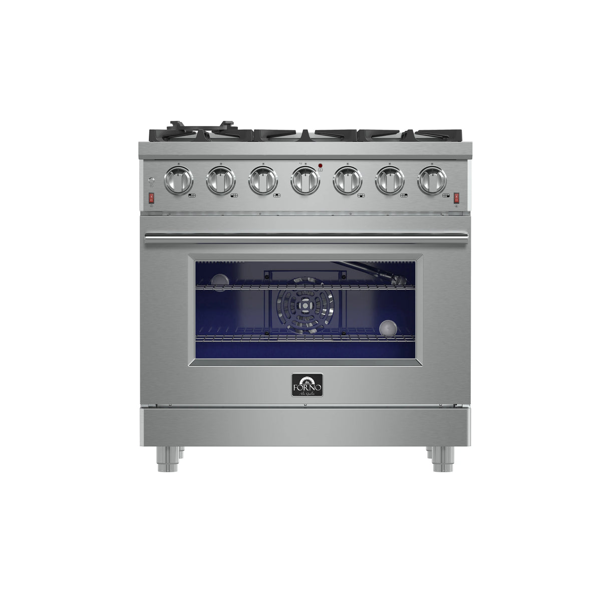 FORNO  Massimo 36-Inch Freestanding Gas Range, 6 Sealed Burners, Convection Oven, Energy Efficient - Stainless Steel (FFSGS623936)