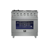 FORNO  Massimo 36-Inch Freestanding Gas Range, 6 Sealed Burners, Convection Oven, Energy Efficient - Stainless Steel (FFSGS623936)