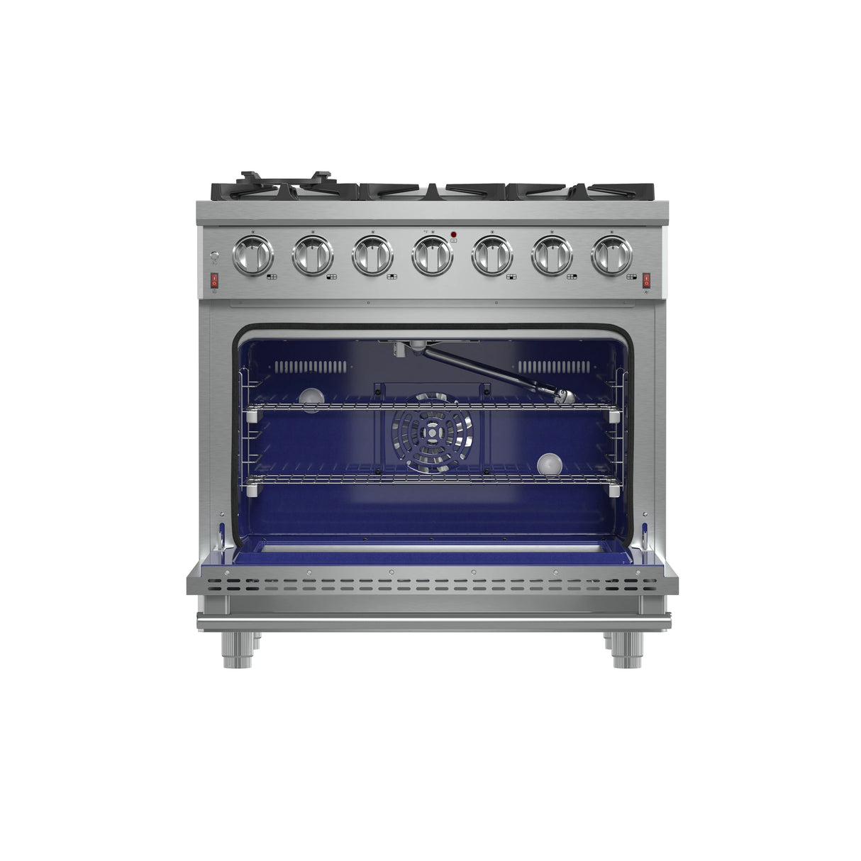 FORNO  Massimo 36-Inch Freestanding Gas Range, 6 Sealed Burners, Convection Oven, Energy Efficient - Stainless Steel (FFSGS623936)