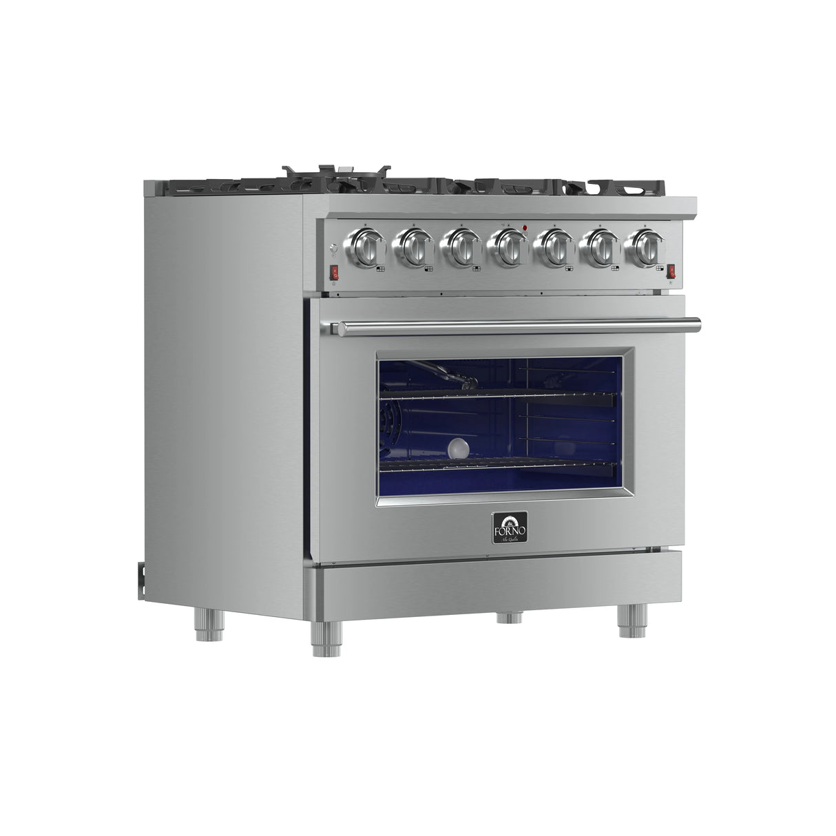 FORNO  Massimo 36-Inch Freestanding Gas Range, 6 Sealed Burners, Convection Oven, Energy Efficient - Stainless Steel (FFSGS623936)