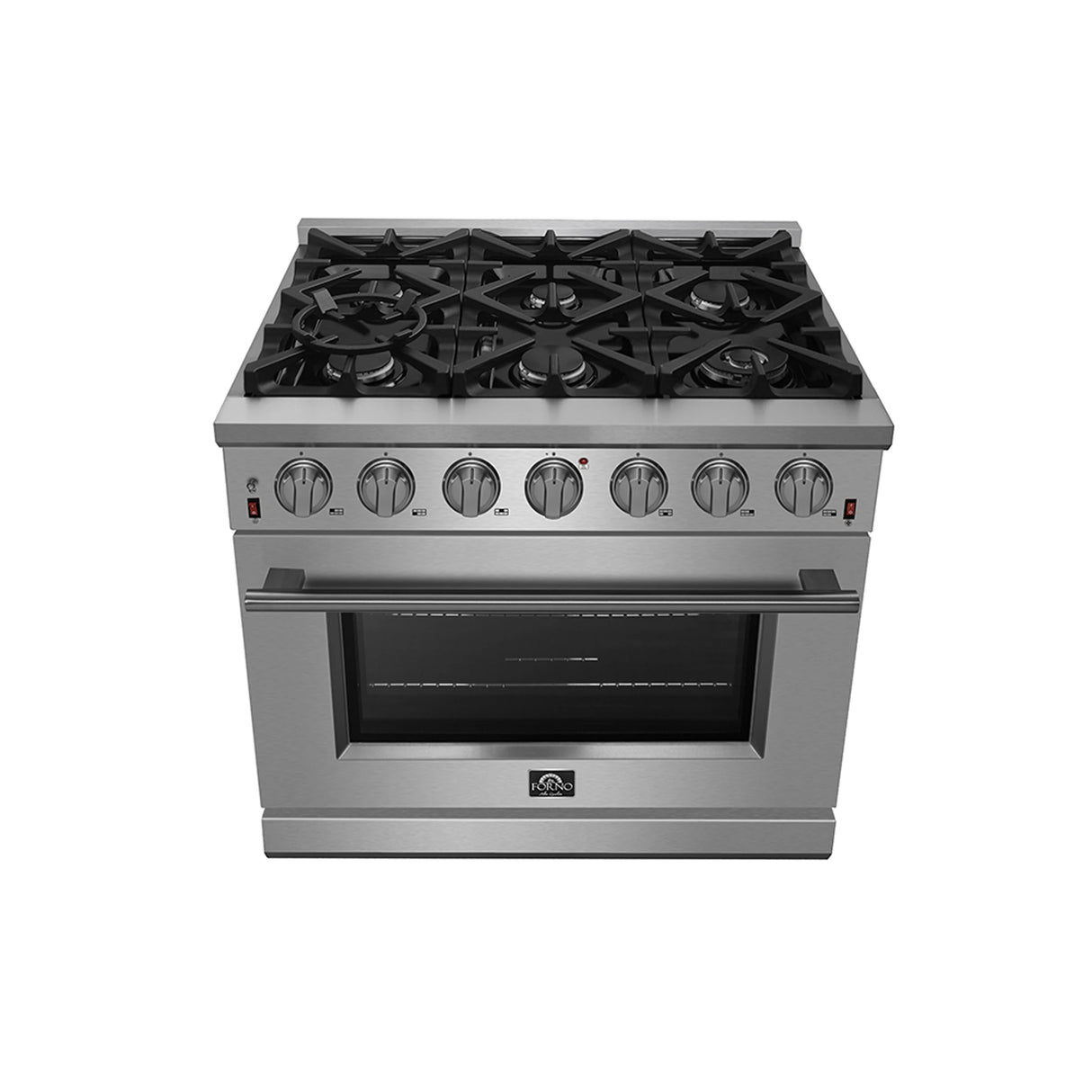 FORNO  Massimo 36-Inch Freestanding Gas Range, 6 Sealed Burners, Convection Oven, Energy Efficient - Stainless Steel (FFSGS623936)