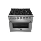 FORNO  Massimo 36-Inch Freestanding Gas Range, 6 Sealed Burners, Convection Oven, Energy Efficient - Stainless Steel (FFSGS623936)