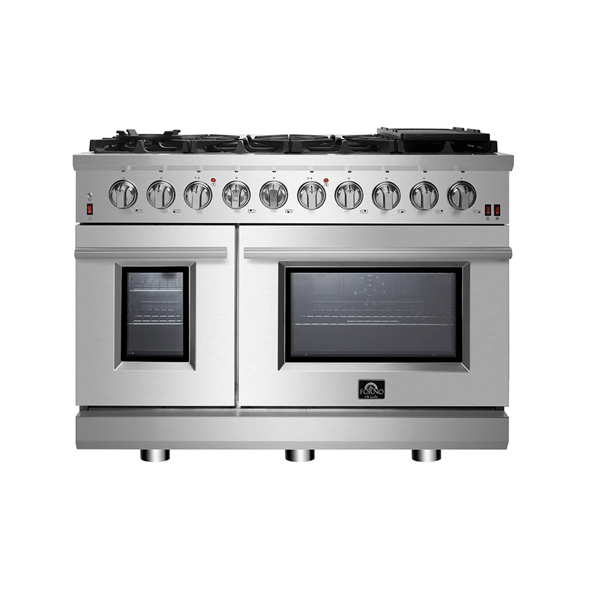 FORNO  Massimo 48-Inch Freestanding Gas Range, 8 Burners, True Convection Oven - Stainless Steel (FFSGS623948)