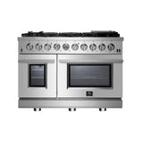 FORNO  Massimo 48-Inch Freestanding Gas Range, 8 Burners, True Convection Oven - Stainless Steel (FFSGS623948)
