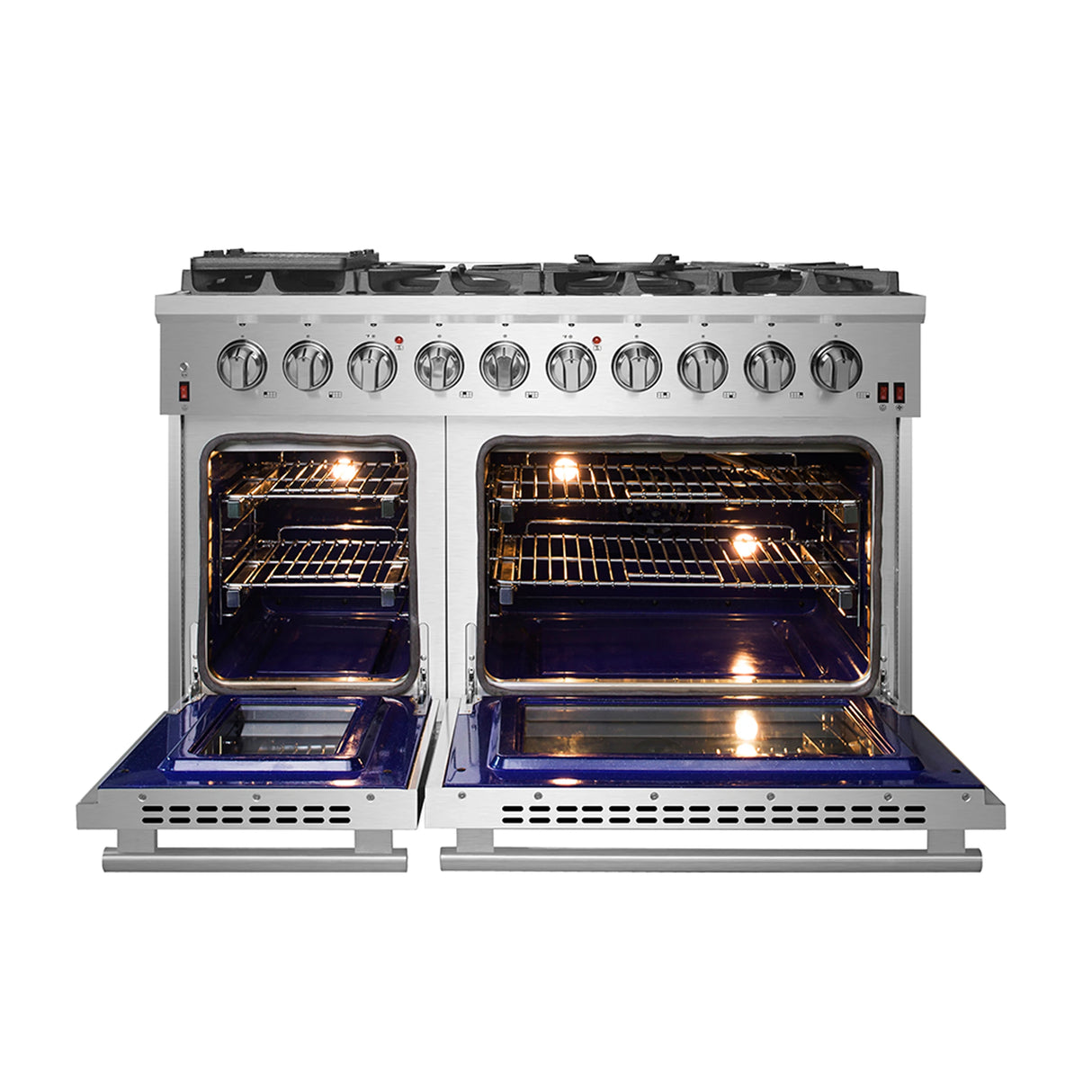 FORNO  Massimo 48-Inch Freestanding Gas Range, 8 Burners, True Convection Oven - Stainless Steel (FFSGS623948)