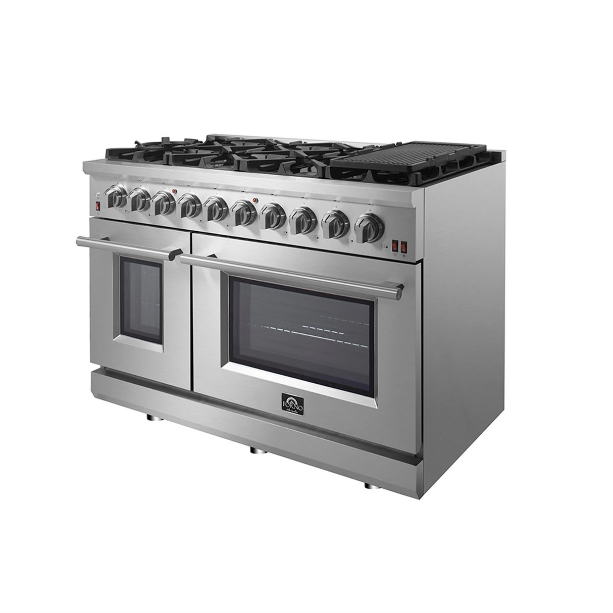 FORNO  Massimo 48-Inch Freestanding Gas Range, 8 Burners, True Convection Oven - Stainless Steel (FFSGS623948)