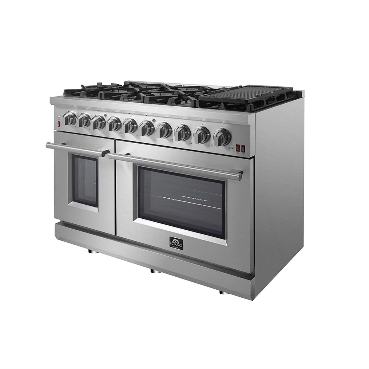 FORNO  Massimo 48-Inch Freestanding Gas Range, 8 Burners, True Convection Oven - Stainless Steel (FFSGS623948)
