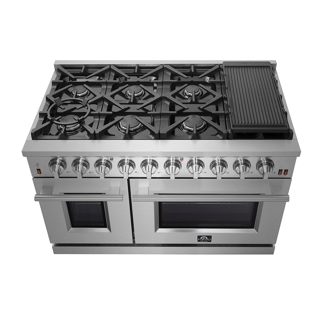 FORNO  Massimo 48-Inch Freestanding Gas Range, 8 Burners, True Convection Oven - Stainless Steel (FFSGS623948)