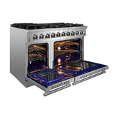 FORNO  Massimo 48-Inch Freestanding Gas Range, 8 Burners, True Convection Oven - Stainless Steel (FFSGS623948)