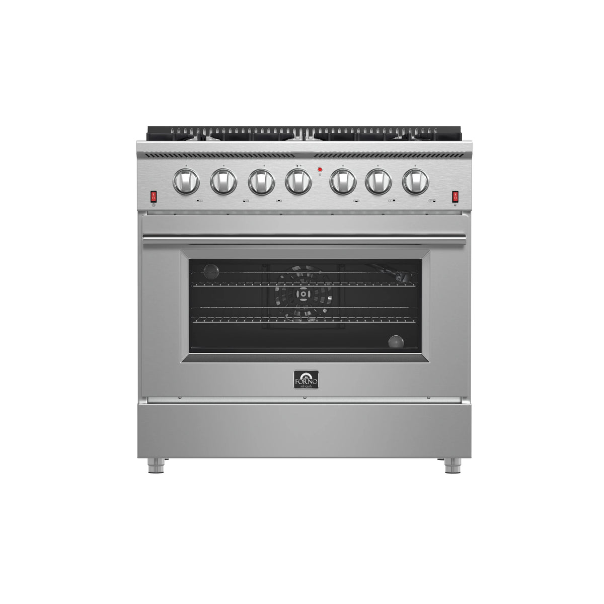 FORNO  Galiano 36-Inch Freestanding Gas Range, Stainless Steel, 6 Burners, Energy Efficient - Stainless Steel (FFSGS624436)