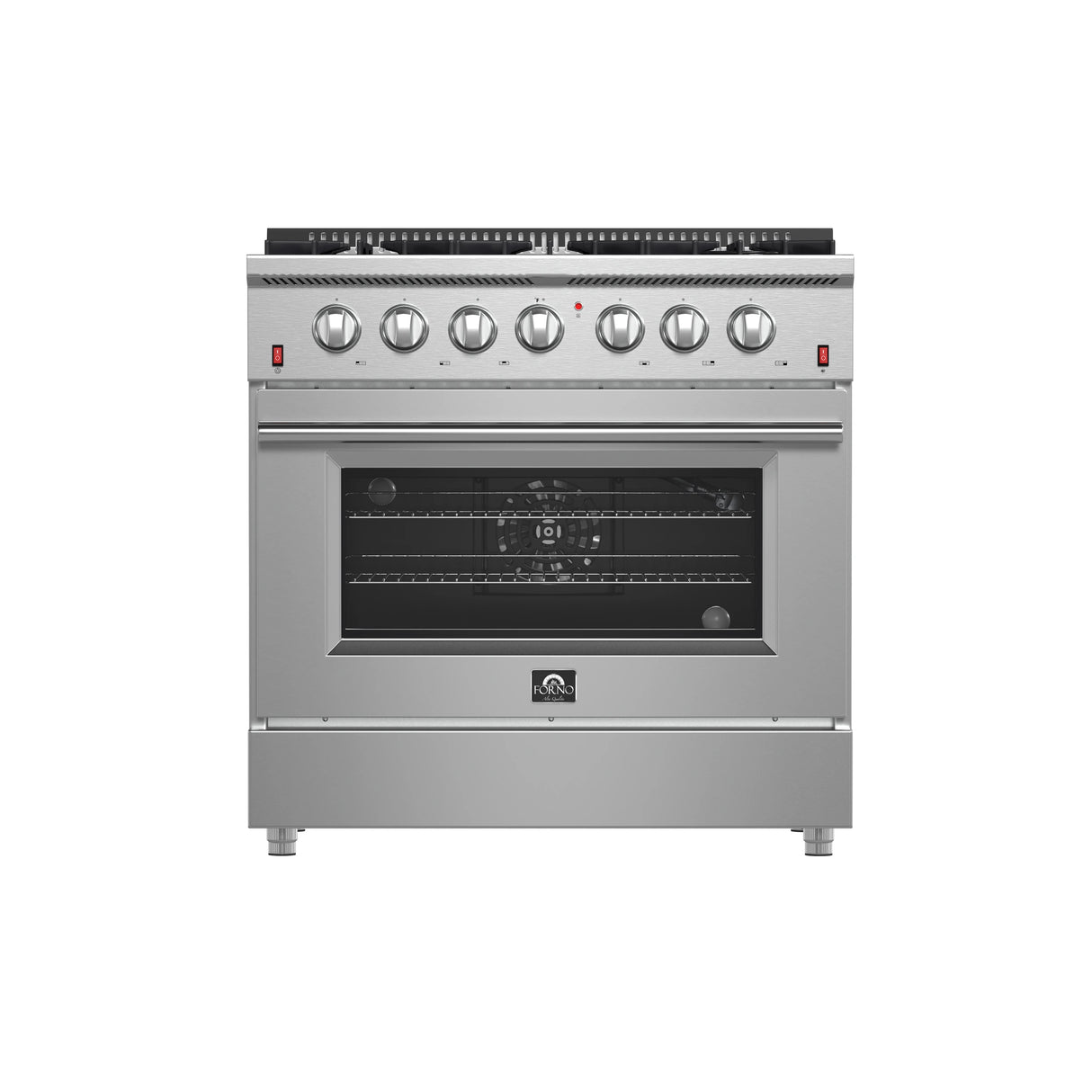 FORNO  Galiano 36-Inch Freestanding Gas Range, Stainless Steel, 6 Burners, Energy Efficient - Stainless Steel (FFSGS624436)