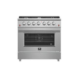 FORNO  Galiano 36-Inch Freestanding Gas Range, Stainless Steel, 6 Burners, Energy Efficient - Stainless Steel (FFSGS624436)