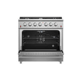 FORNO  Galiano 36-Inch Freestanding Gas Range, Stainless Steel, 6 Burners, Energy Efficient - Stainless Steel (FFSGS624436)
