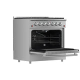 FORNO  Galiano 36-Inch Freestanding Gas Range, Stainless Steel, 6 Burners, Energy Efficient - Stainless Steel (FFSGS624436)
