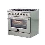 FORNO  Galiano 36-Inch Freestanding Gas Range, Stainless Steel, 6 Burners, Energy Efficient - Stainless Steel (FFSGS624436)