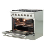 FORNO  Galiano 36-Inch Freestanding Gas Range, Stainless Steel, 6 Burners, Energy Efficient - Stainless Steel (FFSGS624436)