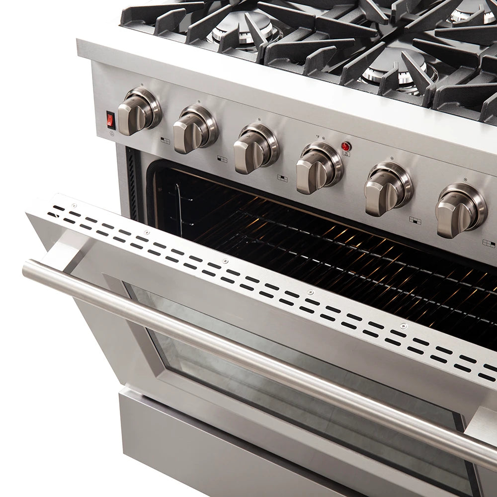 FORNO  Galiano 36-Inch Freestanding Gas Range, Stainless Steel, 6 Burners, Energy Efficient - Stainless Steel (FFSGS624436)