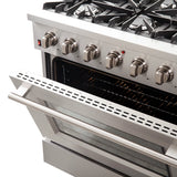 FORNO  Galiano 36-Inch Freestanding Gas Range, Stainless Steel, 6 Burners, Energy Efficient - Stainless Steel (FFSGS624436)