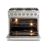 Forno 36″ Galiano Gas Range 6 Sealed Burners - Stainless (FFSGS624436)