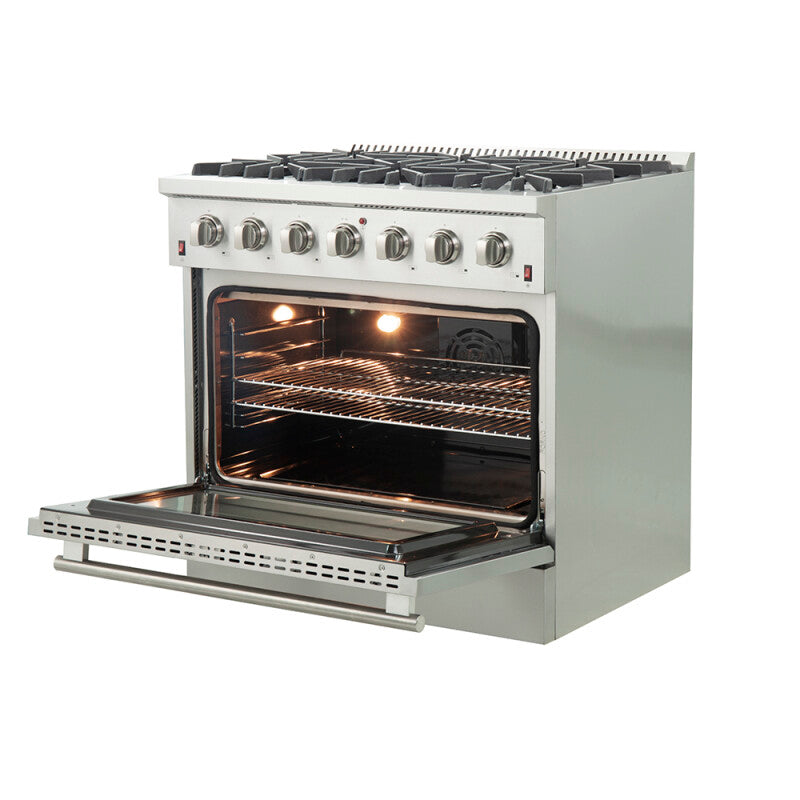 Forno 36″ Galiano Gas Range 6 Sealed Burners - Stainless (FFSGS624436)