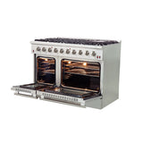 FORNO  Galiano 48-Inch Freestanding Gas Range, Stainless Steel, 8 Burners, 107,000 BTU, Griddle, Double Ovens, Energy Efficient - Stainless Steel (FFSGS624448)