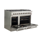 FORNO  Galiano 48-Inch Freestanding Gas Range, Stainless Steel, 8 Burners, 107,000 BTU, Griddle, Double Ovens, Energy Efficient - Stainless Steel (FFSGS624448)